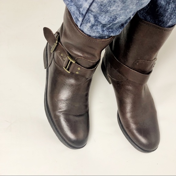 Franco Sarto brown belted leather boots size 8 1/2 - Picture 6 of 8